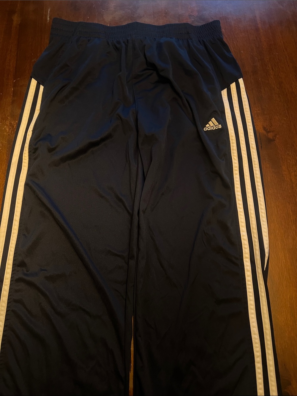 adidas Kids Navy Blue pants with White Three-Stripes